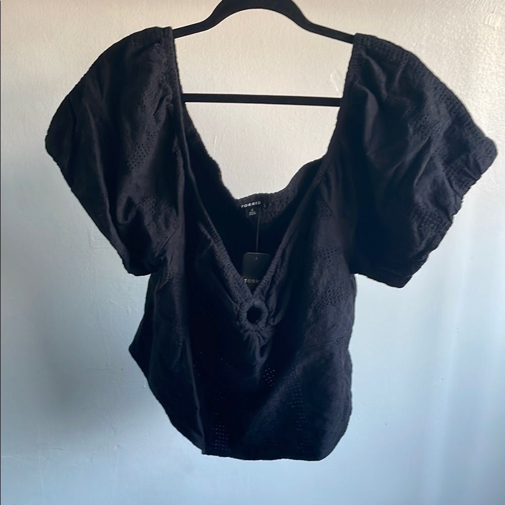 SOLD! NWT - Torrid Black Eyelet Keyhole Off Shoulder Crop Top